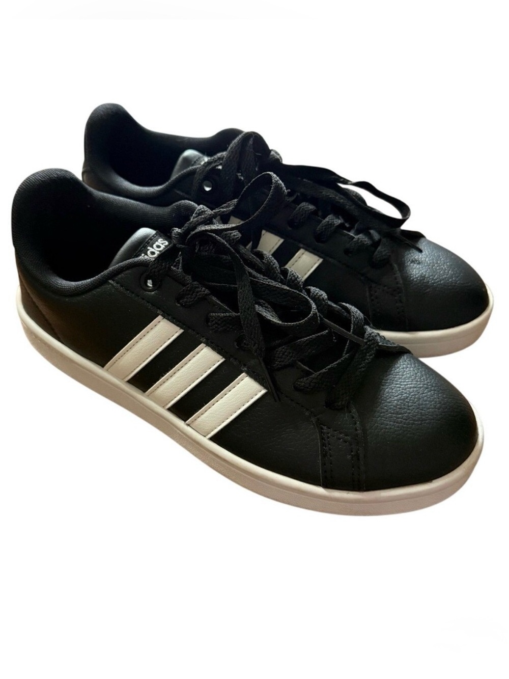 Adidas Cloudfoam Advantage Womens Sneakers Black White Stripes Size 7.5 Retro